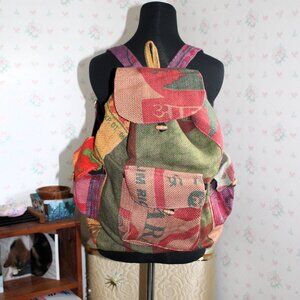 Culture Shop Burlap Rice Bag Backpack, Unisex Festival Bag, Hippie Boho Carryon